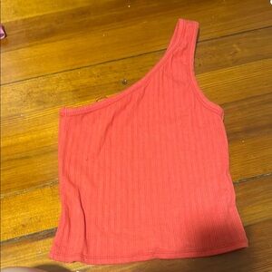 American Eagle Outfitters Pink Asymmetrical Ribbed Tank Top